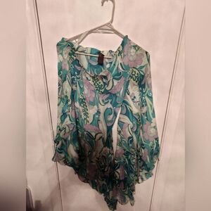 Half shoulder floral blue blouse size medium. Moda international brand